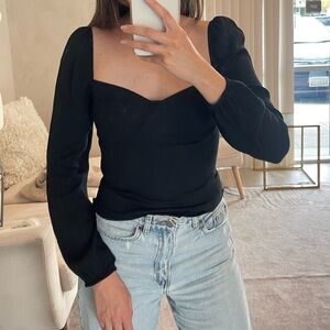 REFORMATION BLACK LONG SLEEVE BUSTIER TOP | Sz 2